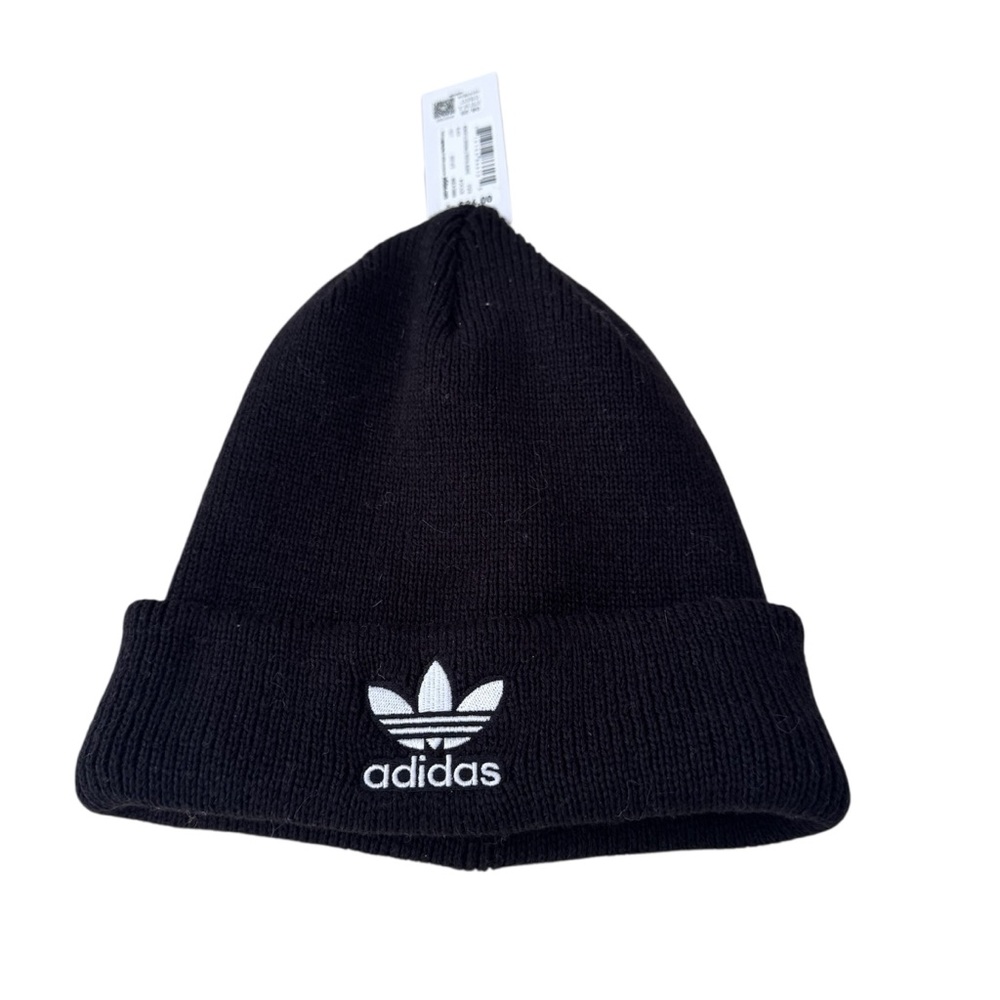 Adidas Originals Women’s Black Trefoil Knit Beanie Hat One Size NWT